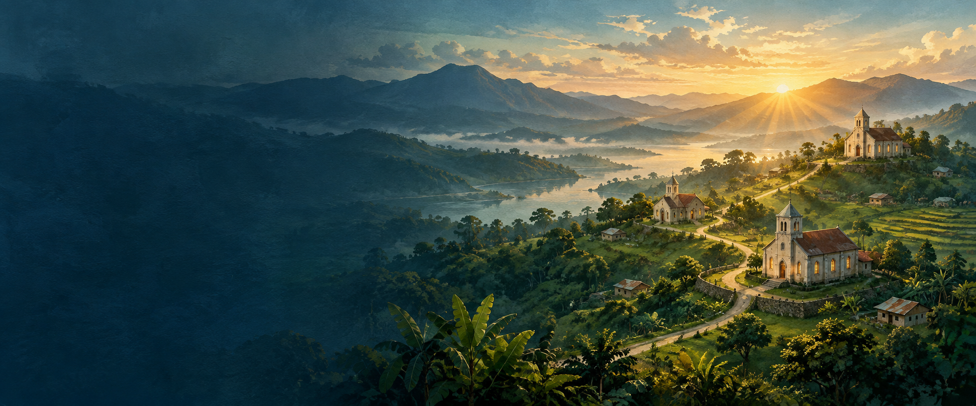 Churches connected across the hills of Rizal, Philippines